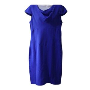 Calvin Klein Blue Sheath Dress with Cap Sleeves Large